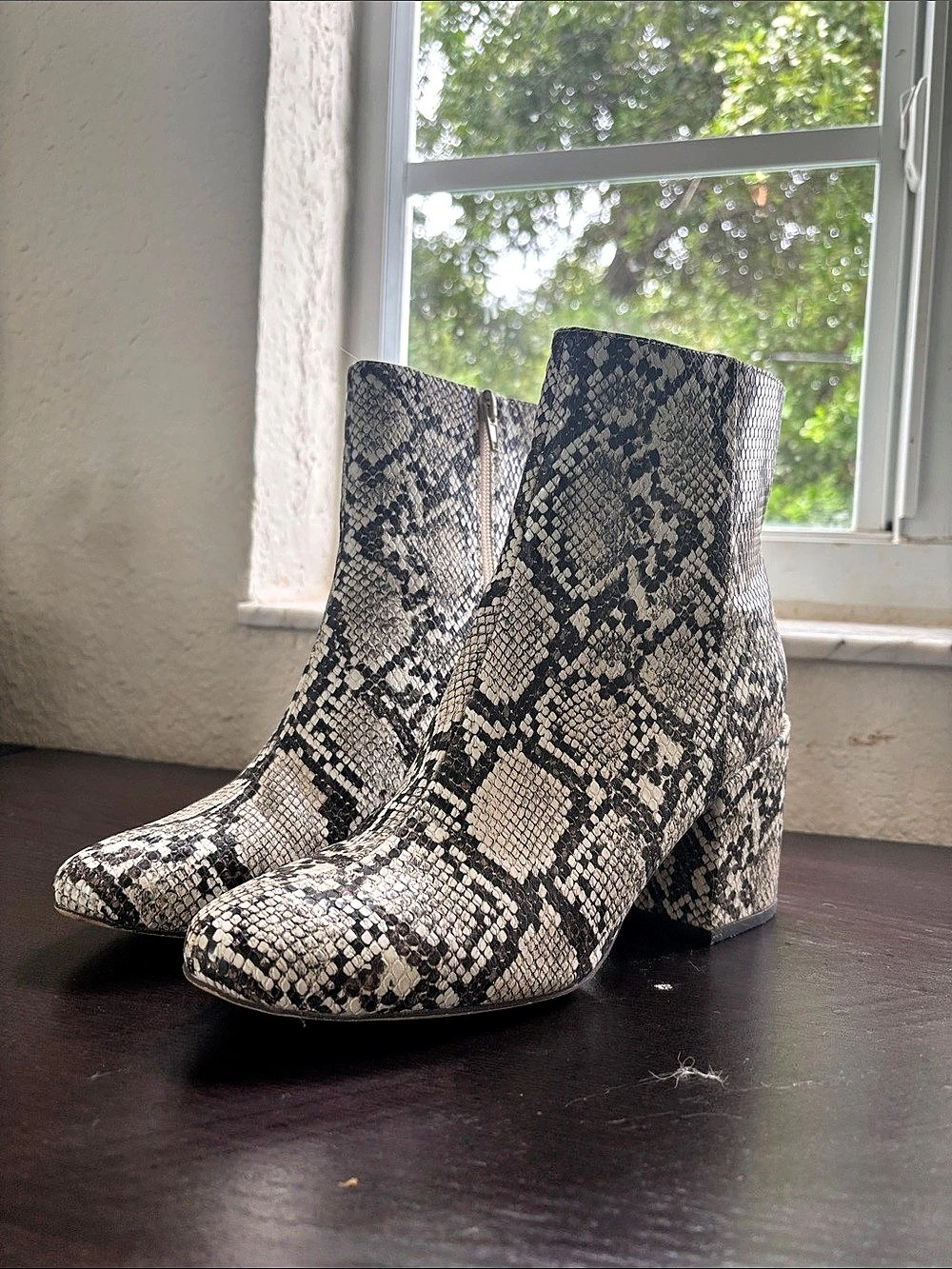 Snake Print Ankle Boots